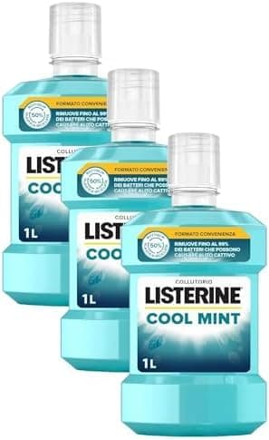 Image of Listerine Essentials Cool Mint Mouthwash 1L (Pack of 3)