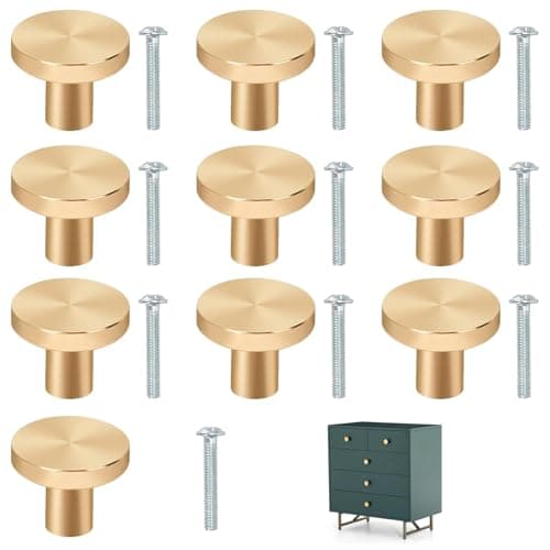 Image of Givendoris 10Pcs Elegant Gold Cabinet Knobs, Brass Drawer Handles for Wardrobe, Closet, Kitchen, and Furniture Decor