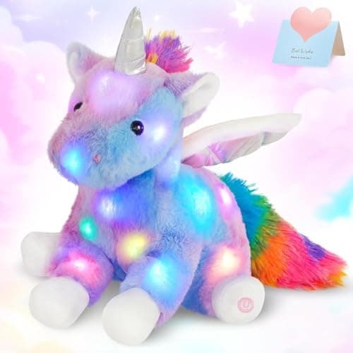 Image of Athoinsu 16.5" Light up Rainbow Unicorn Stuffed Animal Glowing Soft Plush Toys with LED Night Light Decor Birthday Christmas Children's Day Gifts for Toddlers Boys Girls Kids