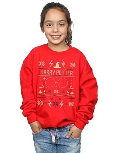 Image of Harry Potter Girls Christmas Pattern Sweatshirt Red 5-6 Years
