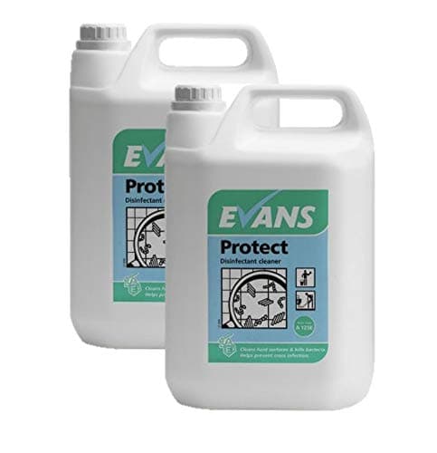 Image of 2 x Evans Protect Fresh Fragranced Concentrated Multi Purpose Disinfectant Cleaner and Sanitiser Liquid 5Ltr Bottles
