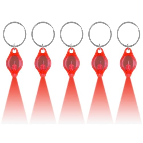 Image of MODOAO LED Keychain Small Torch Light, 5 Pack Red Light Mini Flashlight, Multifunctional Keychain Emergency Light, Portable Keyring Flashlight for Camping, Hiking, Traveling, Outdoor