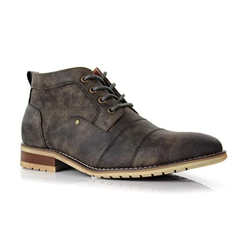 Image of Ferro Aldo Men's Ankle Boots | Lace-Up Cap Toe Chukka Style Dress Boot | Casual Fashion for Work, 1. Rust Grey, 6.5 UK