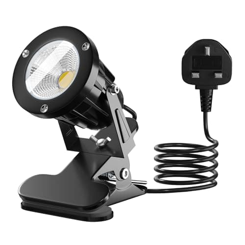 Image of TobeBright Plug in Spotlight Clip On IP65 Water Resistant Plant Spot Light for Outdoor and Indoor Plant Uplight LED Clamp Spot Lights Main Powered 7W Warm White 3000K