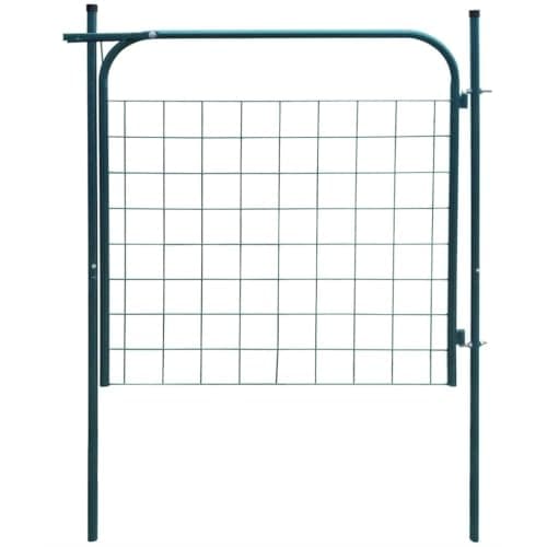 Image of vidaXL Garden Fence Gate in Green - Heavy-Duty Galvanized Steel Construction for Patio and Outdoor Property Barrier