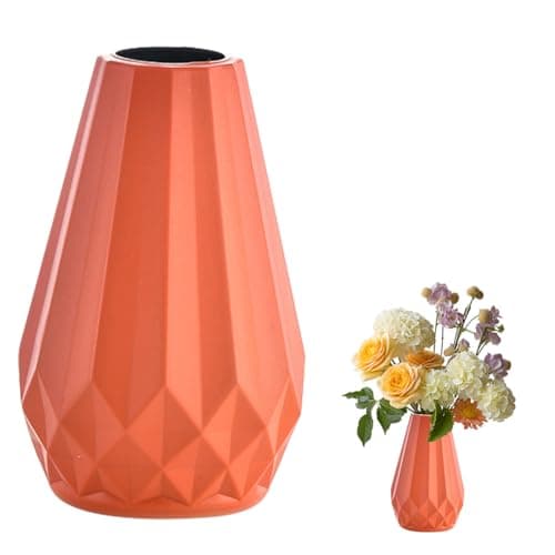 Image of Vase Decorative Unbreakable Plastic Vases for Flowers Tall Modern Flower Vase for Living Room Office Desktop Wedding Decoration (Rose pink)