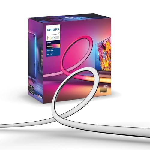 Image of Philips Hue Gradient Lightstrip for 65 Inch TV, Sync with Media and Gaming, LED Entertainment Smart Lighting with Voice Control, Gaming Light Compatible with Alexa, Google Assistant