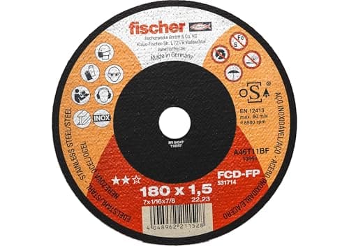 Image of Fischer FCD-FP 180 x 1.5 INOX Cutting Disc for Metal and Stainless Steel with High Performance, Type 41, for Angle Grinders, Pack of 1