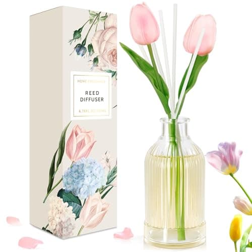 Image of Scent-Hi Reed Diffuser 200ml Fragrance Reed Diffusers, Aromatherapy Diffuser Set with 6 Fiber Sticks, Long Lasting Home Indoor Fragrance Reed Diffuser Set, Tulips