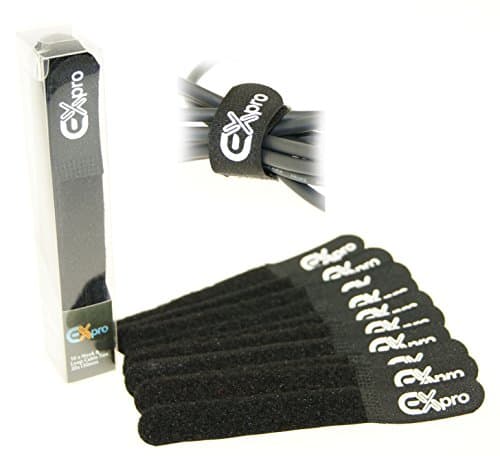 Image of Ex-Pro® Reusable Hook & Loop Self-Gripping Cable Ties 150mm x 20mm - 10 Pack Black