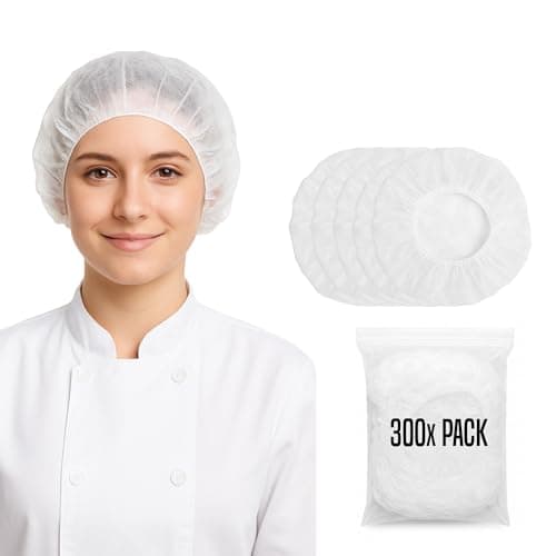 Image of Disposable Hair Nets Mob Caps White 300pcs Bulk Premium Hair Covers with Double Elastic Lightweight and Breathable Hygiene Caps Ideal for Kitchen Catering Food Handling and Medical Safety Use.