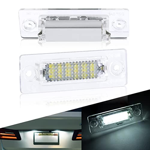 Image of URAQT LED Number Plate Light, 2 Pcs Error Free License Plate Lamp Taillight, 12V White 6500K Water Proof LED Rear License Plate Lamps for V-W Caddy T5 Golf Jetta Passat