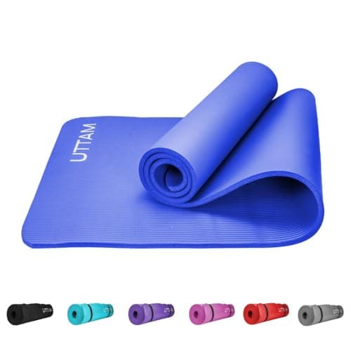Image of UTTAM Yoga Mat | Multi-Purpose Extra Thick Foam Exercise Mats | Stretching, Resistance Workout & Therapy – Pilates, Home & Gym Equipment Accessory for Men Women with Carry Strap (183 x 60cm) (Blue)