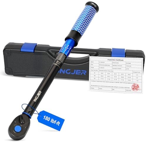 Image of INGJER Upgrade 1/2 Torque Wrench Auto,1/2" Drive Click Torque Wrench,10-180ft.lb,Dual-Direction Adjustable 72 Tooth inch Pound Torque Wrenches for Car, Motorcycle,Professionals & DIYers