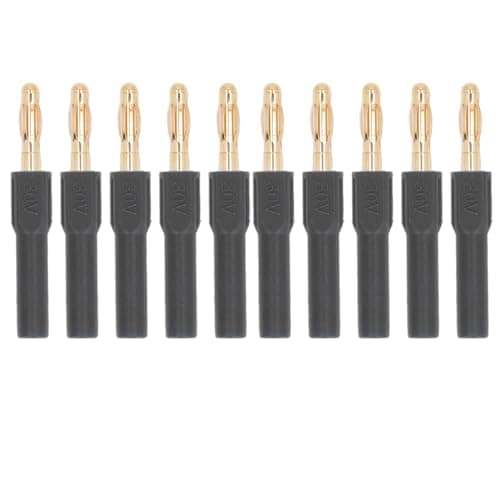 Image of 10 Pieces Banana Plug Connector, 4.0mm Male to 2mm Female Adapter for Industrial Equipment and Electronic Instruments, Blue Brass and PA Construction, Rated 30V AC 60V DC 32A (Black)