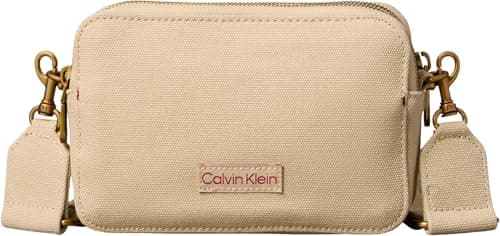 Image of Calvin Klein Women's Webbing Strap Canvas Camera Bag LV04F3385G, KHAKI, One Size