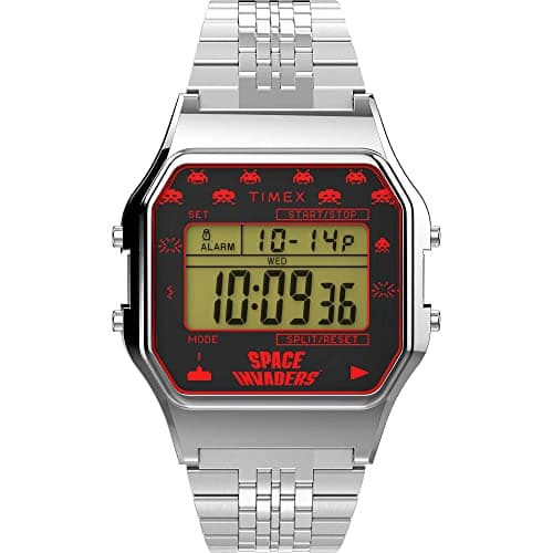 Image of Timex Unisex Digital Watch with a Stainless Steel Bracelet T80 X Space Invaders