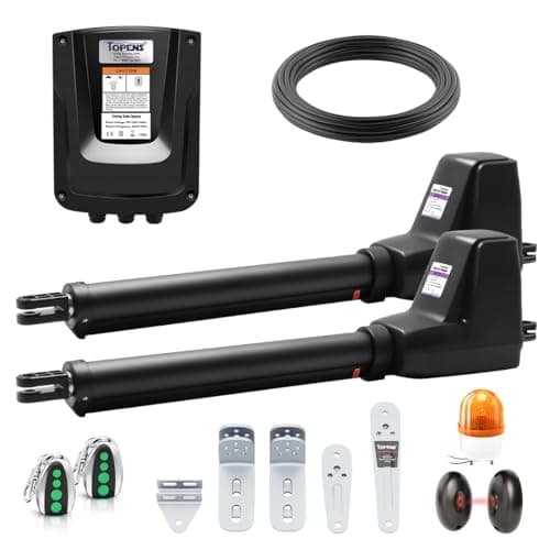 Image of TOPENS AT1202 Dual Swing Gate Opener Heavy Duty Automatic Gate Motor for Double Swing Gates Up to 5.5m per Arm, Electric Driveway Gate Operator AC Powered with Remote Control, Beacon and Photo Sensor