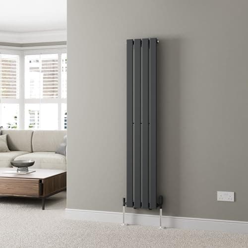 Image of DuraTherm® 1600 x 300mm Anthracite Grey Vertical Designer Radiator Single Column Flat Panel Modern Central Heating Panels Bathroom Radiators