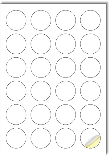 Image of Creavvee 24 Round Label per Sheet, 25 A4 Sheets, Printable White Sticker Paper Labels for Laser/Inkjet Printers Made in Europe - Sticker Size Round 40mm