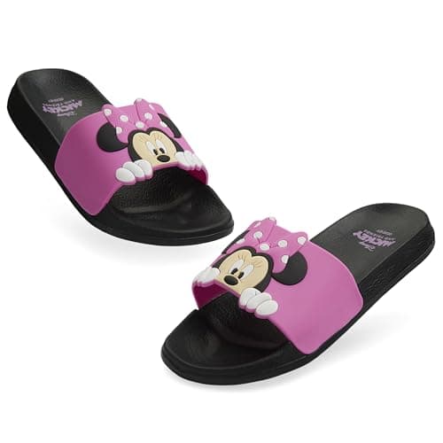 Image of Disney Stitch Sliders for Girls Shower Beach Pool Shoes Slip On for Holiday Travel Summer Slippers Stitch Gifts for Girls (Pink Minnie, 11/11.5 UK)