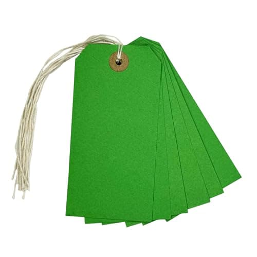 Image of Pack of 50 Green Strung Tags 120mm x 60mm