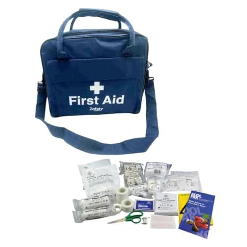 Image of Zafety Supplies Football First Aid Kit, Navy Blue Medical Bag with FA Approved Contents, Complete Pitchside Sports Emergency Kit for Teams