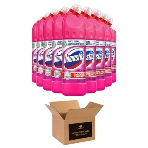 Image of Domestos Thick Bleach Multi Purpose Disinfectant Cleaner | Germ Removal, Prevents Limescale 3x Longer, Antibacterial Toilet Cleaner, Bathroom, Kitchen & Drain Cleaner | 750ml (9, Pink Power)