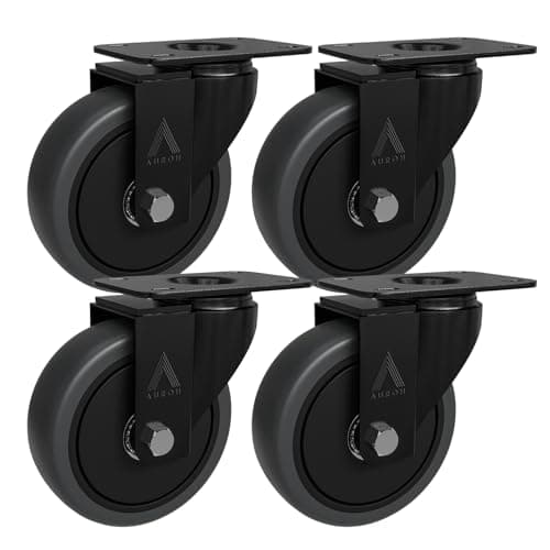 Image of Auroh 4x Castor Wheels 100mm - 600KG Heavy Duty Large Polypropylene Swivel Furniture Caster - Set of 4 Grey Wheels Low Noise Castors for Furniture (Set of 4 without Brakes)