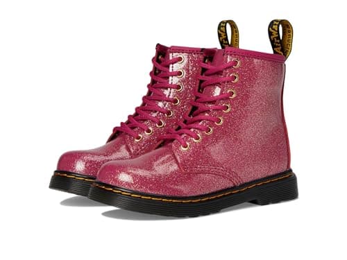 Image of Dr. Martens Kids 1460 J 8 Eye Boot Smooth, Fuchsia Silver Gold Nebula Glitter, 11 US Little Kid