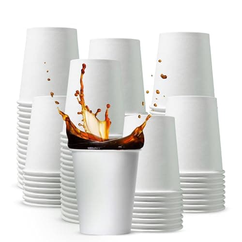 Image of Chef Royal 200 x 12oz Paper Cups for Hot & Cold Drink Disposable Coffee Cups Eco Friendly Compostable Cups Perfect to Use for Your Home, Office, Cafe, Work Outdoors White Cups
