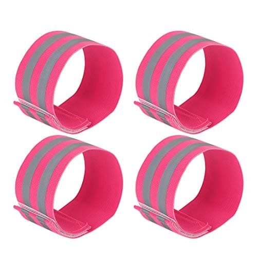 Image of X AUTOHAUX 4 Pcs Reflective Bands for Ankle Cycling Reflective Slaps Pink