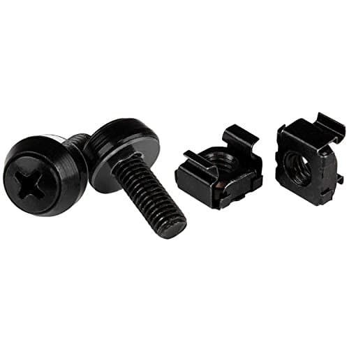 Image of StarTech.com M6 Cage Nuts and Screws - 50 Pack - 12mm Rack Screws and Cage Nuts - Black (CABSCREWM6B)