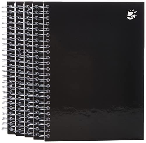 Image of 5 Star Notebook Wirebound Hard Cover Ruled 80gsm A5 Black [Pack of 5]