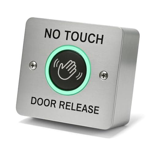 Image of SecureMyDoor - No Touch Exit Button Hands-Free Door Release Switch with LED Indicator - Surface Mount with Infrared Technology - Brushed Stainless Steel