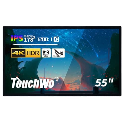 Image of TouchWo 55 inch Capacitive Multi-Touch Screen Industrial Monitor, 16:9 Display 1920 x 1080P, Built-in Speakers, USB, VGA, DVI & HD-MI Ports, Digital Signage Displays and Player for Advertising
