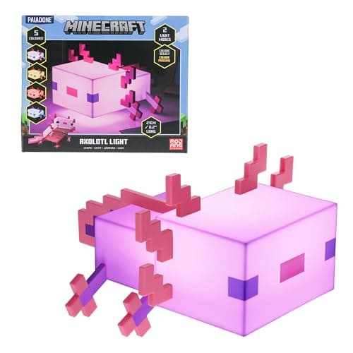 Image of Minecraft Axolotl Light - Officially Licensed, Five Color Modes, Lamp to Decorate Your Gaming Desk or Night Stand, Bedroom Decor Gamers, Battery Powered | Paladone