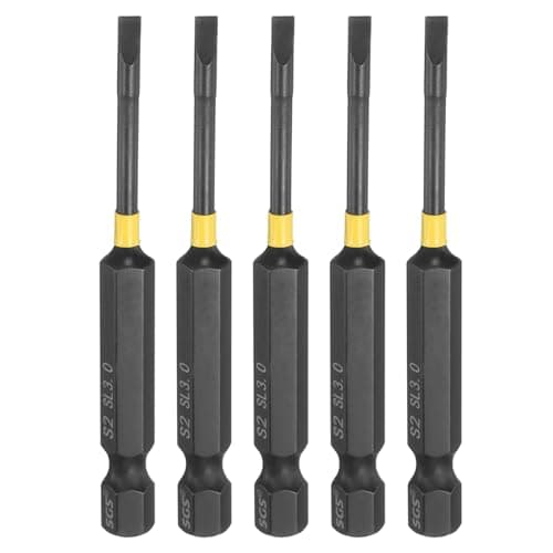 Image of sourcing map 5pcs SL3 Slotted Impact Screwdriver Bits 3mm Slotted Tip 1/4" Hex Shank 70mm (2.8") Long Magnetic Flat Head Phosphated S2 Steel Screw Driver Drill Bits Electric Power Tool