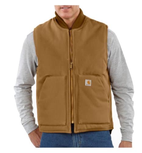Image of Carhartt Men's Relaxed Fit Firm Duck Insulated Rib Collar Vest, Carhartt® Brown, S