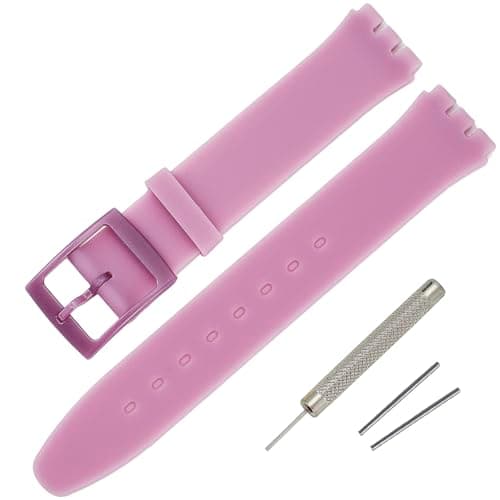 Image of Rihahisy 16mm Ultra-thin Silicone Rubber Watch Strap/Watch Band Replacement for Swatch (Light purple)