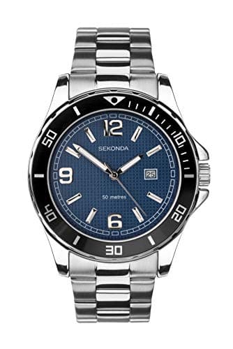 Image of Sekonda Tasman 44mm Mens Analogue Dive Quartz Watch Date Window Fixed Bezel 50m Water Resistant