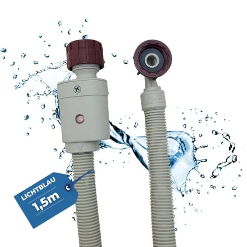 Image of LICHTBLAU Aquastop Hose 1.5m Washing Machine & Dishwasher - 3/4" Inlet Hose, Angle/Straight Connection, Safety Valve & Dirt Strainer, Water Stop