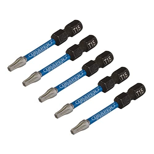 Image of Draper Expert TX-Star Torx 1/4 Inch Hex Key Set (5-Pieces) | T15 50 mm Impact Screwdriver Bits Set | 05651