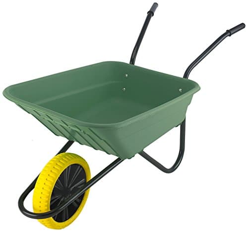 Image of Walsall Wheelbarrows 90Ltr Shire Plastic Green Wheelbarrow Barrow in a Box, Green - Puncture Proof Wheel