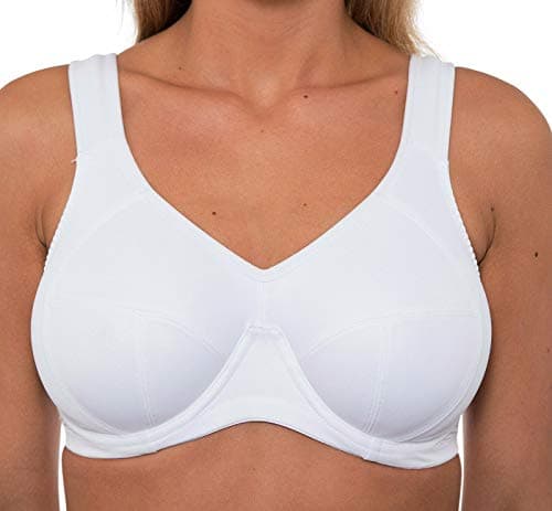 Image of Womens High Impact Sports Bra Underwired Plus Size Sports Bra Large Bosom Bra White 38 G