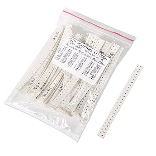 Image of ALMOCN 1500PCS 0603 SMD Resistor Kit, 0 ohm-10M ohm 1/10W 0.1W ±1% Tolerance Thick Film 0-10MR SMT Chip Resistors Rohs Certificated 60 Values (Each Value 25pcs)