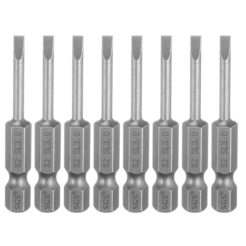 Image of sourcing map 8pcs SL3 Slotted Screwdriver Bits 3mm Slotted Tip 1/4" Hex Shank 50mm (2") Long Magnetic Flat Head S2 Steel Screw Driver Drill Bits Industrial Power Screwdriver Bit