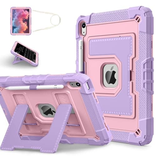 Image of ATOOZ for iPad A16 11th Generation Case 11 Inch 2025,for iPad 10th/iPad A19 12th Generation Tablet Case Kids with Shoulder Strap & Pencil Holder,Heavy Duty Rugged Protective Cover (Purple)