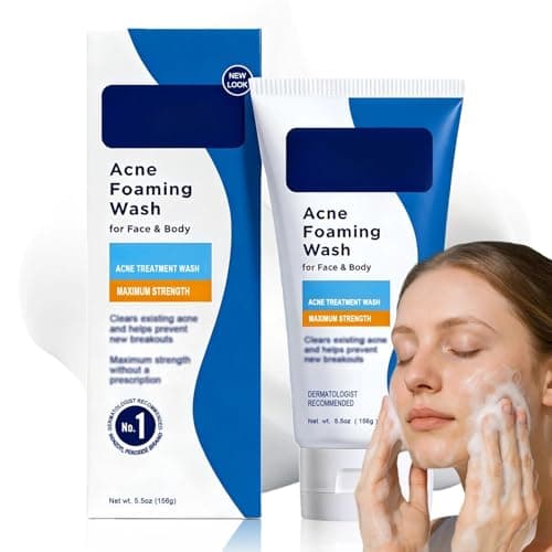 Image of Acne Foaming Cleanser with Hyaluronic Acid for Sensitive Oily & Dry Skin - Fragrance-Free, Gentle Hydrating Acne Foaming Cleanser, Improves The Appearance Of Acne-prone Skin