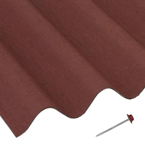 Image of Red Corrugated Roofing Sheets - Shed Roofing Sheets 950mm x 2m x 5 Pack with 100 Fixing Nails